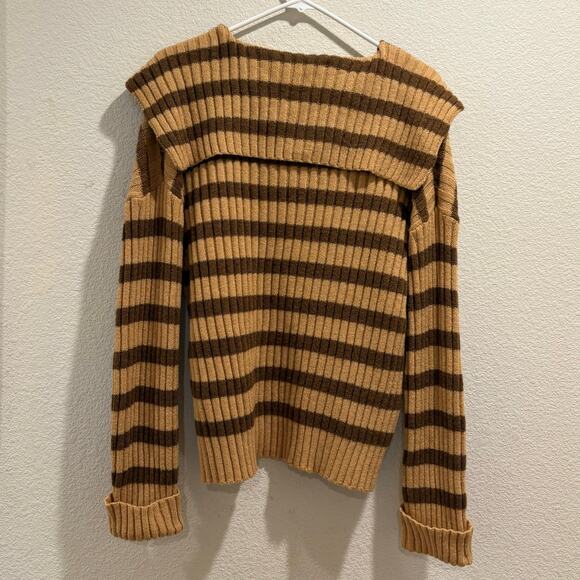 Line & Dot Brown Amber Striped Long Sleeve Pullover Sweater Size L - Picture 4 of 7
